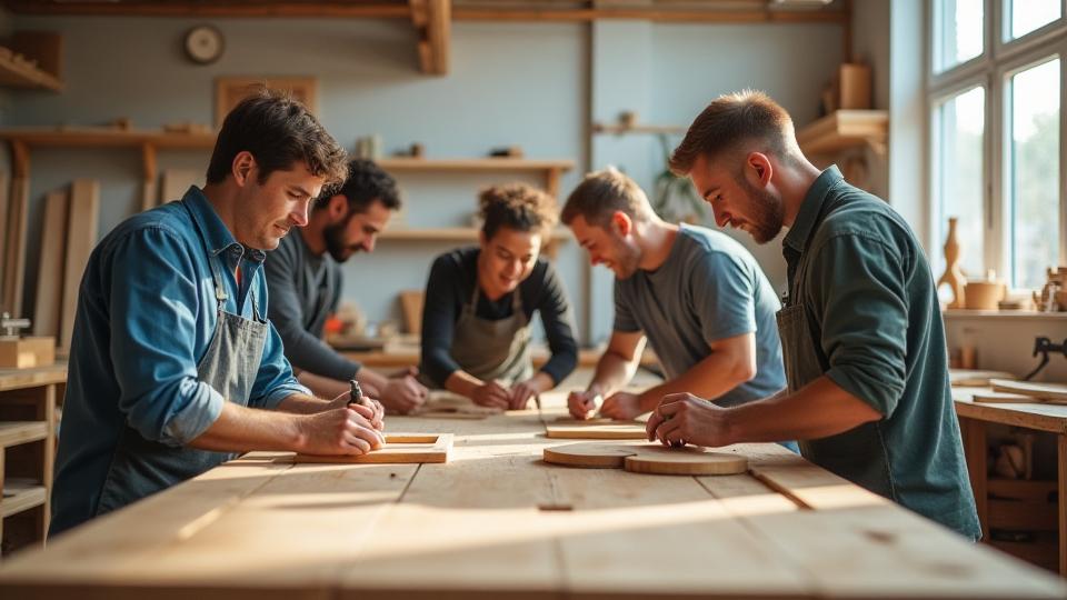 Deltakere engasjert i trearbeid under et kurs